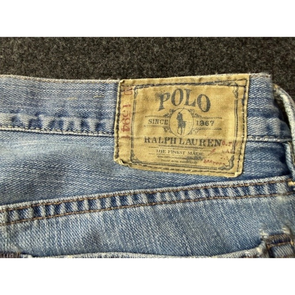 Polo Ralph Lauren Mens Straight Leg Light Wash Denim Jeans 33x30 Distressed - Picture 4 of 5